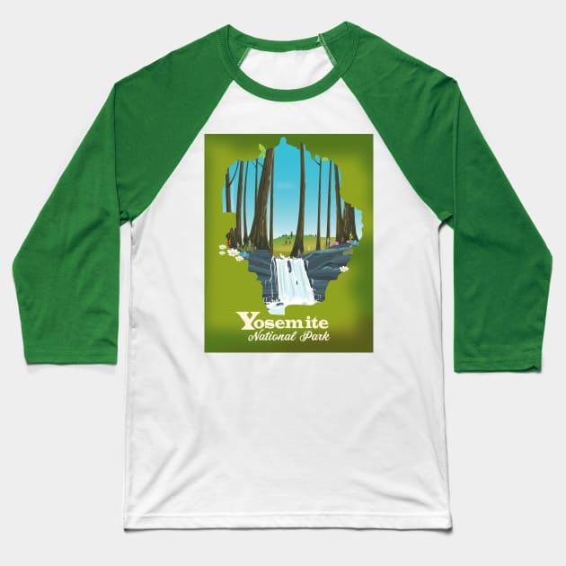 Yosemite National Park Travel poster Baseball T-Shirt by nickemporium1